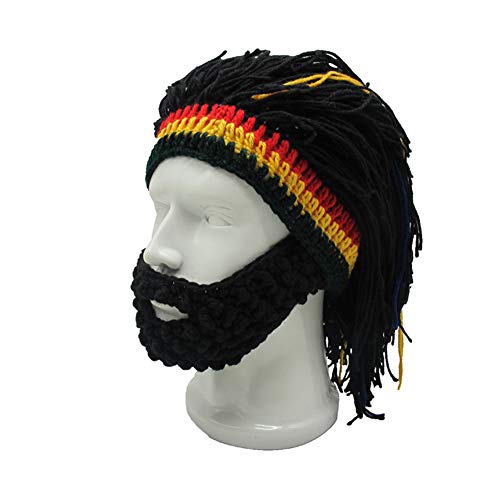 Image of Funny Rasta Wig Beard Hats Knitted Jamaican Rasta Beanie Hat with Dreadlocks Christmas Halloween for Men Women