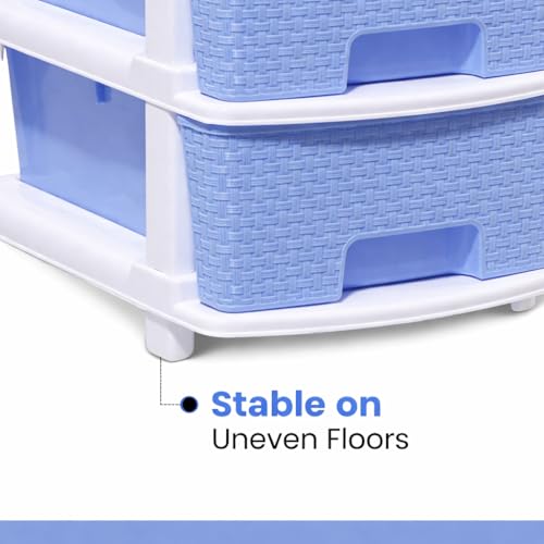 Image of Plastic Modular Drawer Storage Chest Of Drawers Organizer Storage Box, Large Stomo Racks For Multipurpose Anti-slip Shoes Organizers (Blue, 6 Layer)