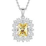 Stfery Collar de piedras preciosas para mujer, oro de 9/14/18 quilates, collar con colgante de flor con forma radiante de 4 quilates, citrino moissanita, oro real, Metal, Citrino Moissanita