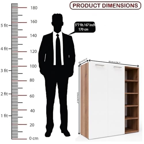 Image of Spyder Craft Engineered Wood 2 Door Shoe Rack Cabinet for Home|Stores up to 20 Pair of Shoes|Storage Organizer,Footwear Stand for Entryway Living Room Color-White & Noce Lyon DIY(Do-It-Yourself)