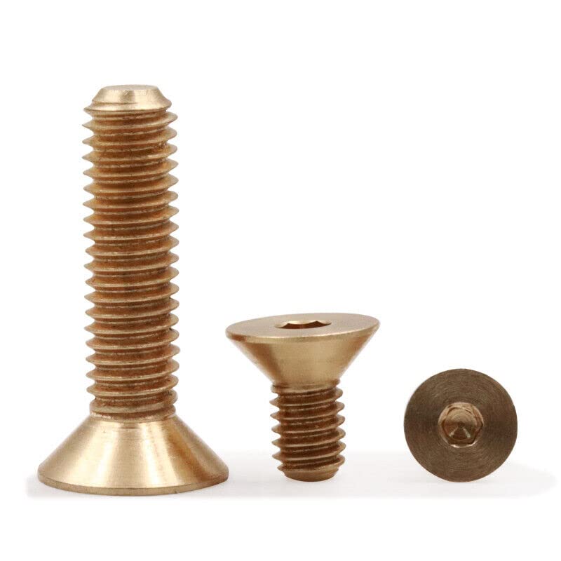 Viti a Testa Piatta con Calotta Esagonale, Viti a Testa Svasata Piana con esagono Incassato M3 M4 M5 M6 M8 in Ottone Bulloni esagonali(M4 0.7 x 12mm)