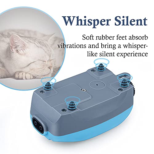 HITOP Dual Outlets Aquarium Air Pump, Whisper Adjustable