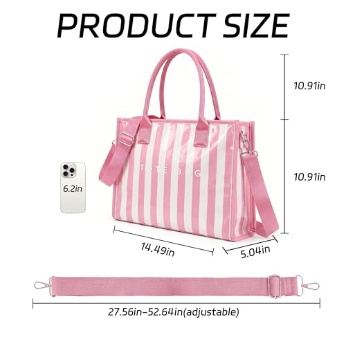 Image of GISMTR PVC Tote Bag for Women Large Letters Print Hobo Handbags Kraft Paper Shoulder Bag with Strap for Work Travel