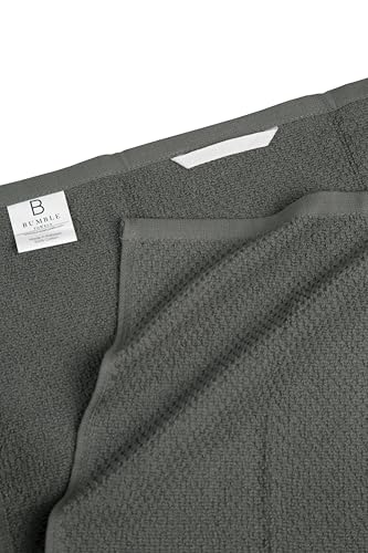 Kitchen Towels 16”x 26” - 6 Pack | Large Cotton Dish Towels | Popcorn Stripe Design | 430 GSM Highly Absorbent with Hanging Loop | Gray