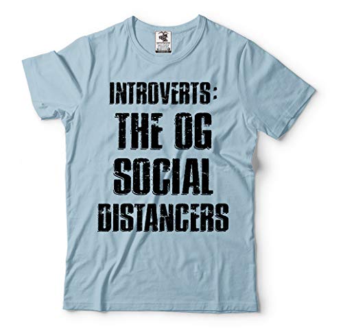 Funny Introvert Playera de distancia social - Azul - Large