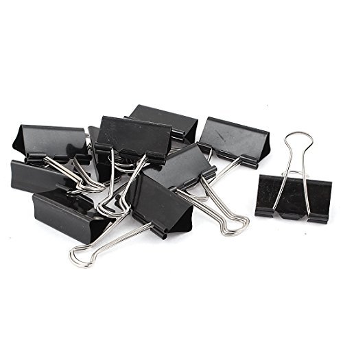File Organizer Spring Loaded Binder Clips 15mm Width 10 Pcs Black