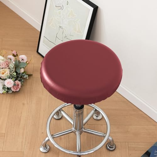 Housses de tabouret de bar imperméables en cuir extensible pour chaises rondes