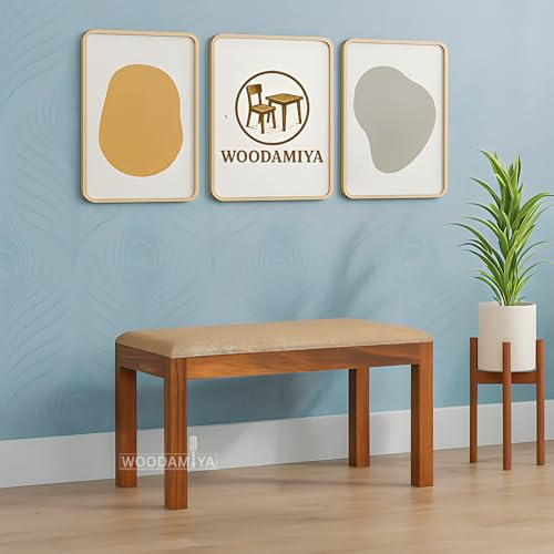 Image of 2 Seater Seating Bench for Home & Office l Daining Table Bench l Multipurpose Seating Bench for Indoor & Outdoor, Balcouny, Waiting Room Bench l Easy DIY l Teak Finish l 35x14.5x17.5