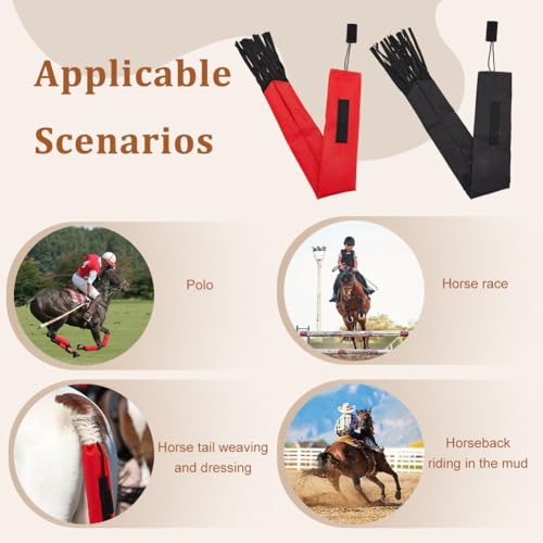 Bolsas de cola de caballo OLYCRAFT de 27.5" con flecos, protector elástico impermeable, 2 uds 6