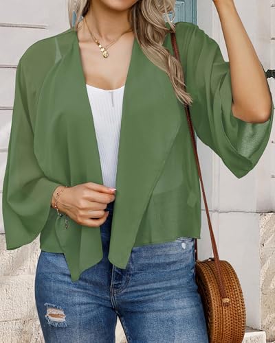 Image of Womens Summer Tops Short Shrugs Kimono Cardigans Casual Chiffon Bolero Jackets 2026