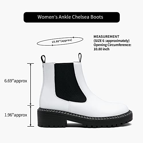 Jeossy Women's Ankle Boots 9605 White Chelsea Fashion Double Track Slip On Booties For Women Size 9(Djy9605 White 09) #TOP3