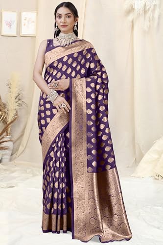 Image of MIRCHI FASHION Women Saree | Banarasi Silk Woven Design Daily Regular Use Sari with Blouse