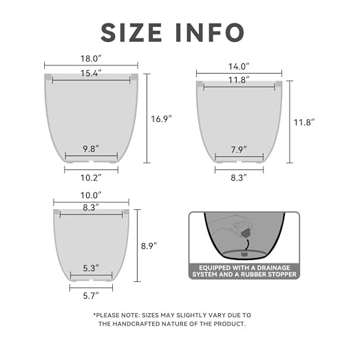 Image of Kante Set of 3 Weathered Concrete Bowl Planters 18 inch 14 inch 10 inch Dia