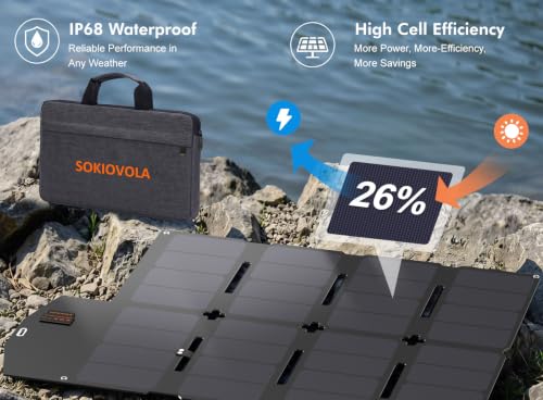 Image of SOKIOVOLA 100W Portable Solar Panel MC-4 Foldable Solar Panel Charger Kits 18V IP68 Waterproof Lightweight and Compact for Small Power Station RV Travel Outdoor Activities