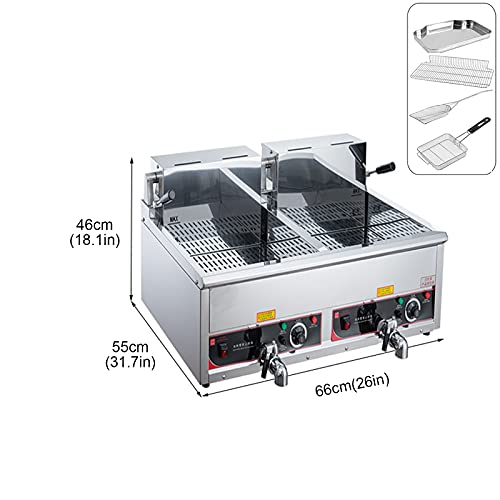 DLGF Fritteuse Edelstahl Elektro, 12 L, Fritteuse 3000W, mit Ablasshahn und Korb – Bild 3