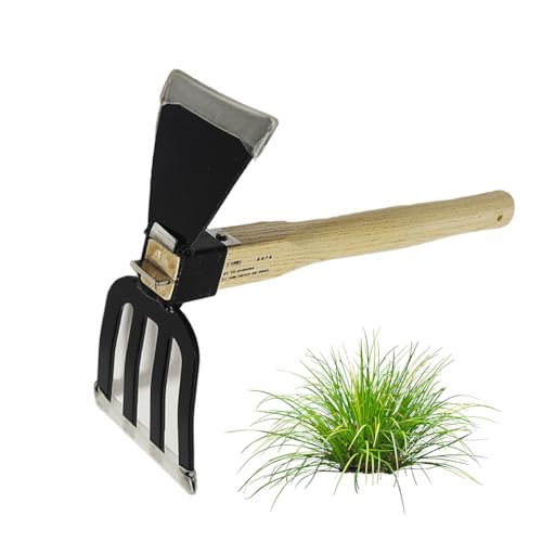 Garden Digging Hoe and Rake 2 in 1 Digging Hoe Garden Tools Small Hoe Garden Tool with Wooden Handle for Vegetable Flower Planting Soil Smoothing and Loosening Weeding Planting