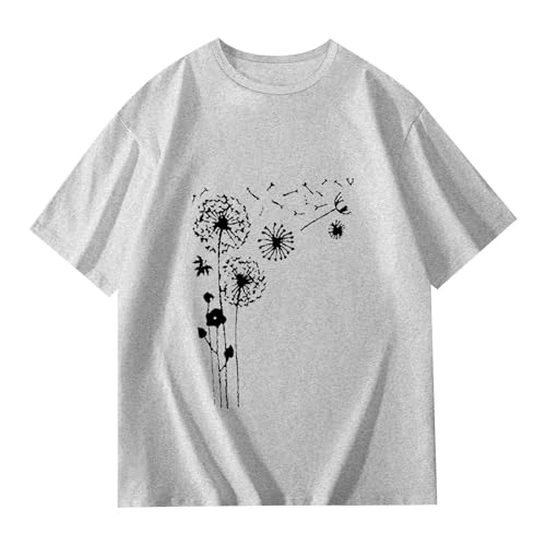 Girls Floral T-Shirt Toddler Short Sleeve Dandelion Print Tee Loose Fit Crew Neck Summer Top Cute Kids Blouse Outfit2