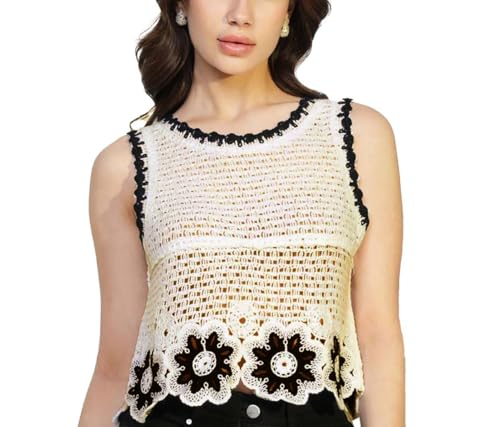 Image of ICW Women Embroidery Sleeveless Knit Boho Crochet Vest Crop Cami Tank Top 153