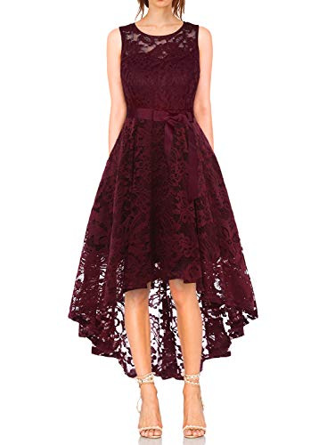 Kt Supply Robe Femme Chic Soirée Robe été Courte Dentelle Bal High Low Jupe Asymétrique Pour Mariage Cocktail Cérémonie Anniversaire Fête Rencontre