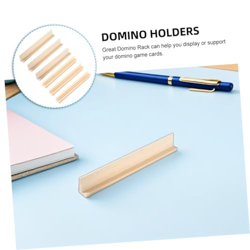 Toyvian 6pcs Wooden Domino Trays Natural Domino Tray Holders Domino Organizer Desktop Domino Stand Rummy Rack Domino Tiles Holders for Mexican Train Game - Image 4