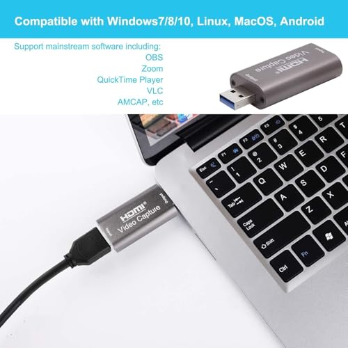 Image of FORIDA 4K HDMI Video Capture Card, HDMI to USB 2.0 Capture Card, 1080P@30FPS Video & Audio Capture Adapter for Live Streaming, Gaming, Video Recording, DSLR Camera, Camcorder, PS5, PS4, Xbox, Switch