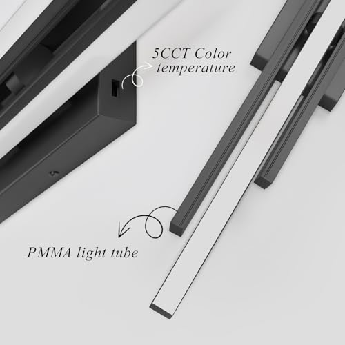 Image of VitaLink Black Vanity Light, 35 inch Modern LED Wall Light Long Wall Lamp for Bathroom Over Mirror Dimmable Hardwired Wall Mount Lighting Over Vanity Indoor 5CCT(3000K /3800K /4500K /5200K /6000K)
