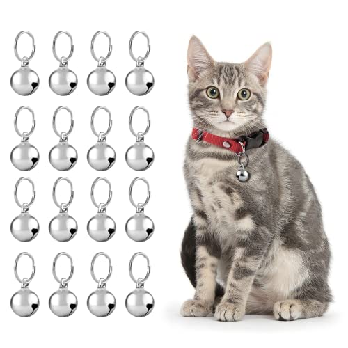 Waziaqoc 12 Pack Copper Cat Bell - 12mm Anti-Lost Training and Safety Bells for Cat and Dog Collars DIY Craft Projects Holiday Silver