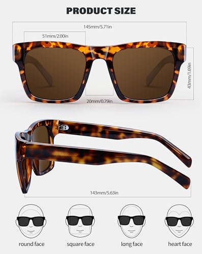 Image of Joopin Acetate Square Sunglasses Men Polarized UV400 Protection Trendy Oversized Sun Glasses Retro Shades Women