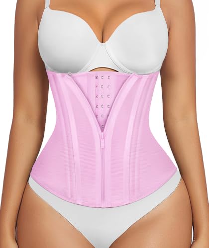 SHAPERX AMZ SHAPERX Waist Trainer for Women Corset Shapewear Tummy Control Sport Workout Waist Cincher Body Shaper Zipper and Hooks