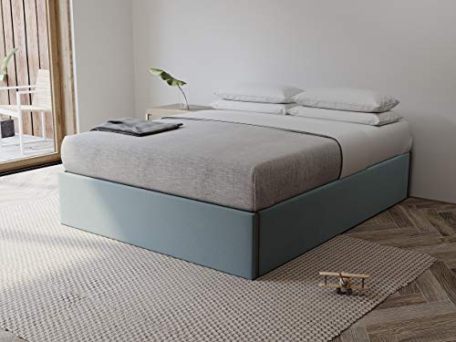 Vant Upholstered Platform Bed - King Size - Velvet Antique Blue - Easy Assembly Bed Frame No Box Spring Needed Foundation For Optimal Support - Sleek Modern Design For Any Bedroom #TOP25
