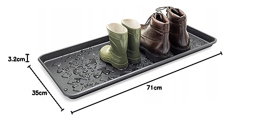 rg-vertrieb Schuhtablett 71x35x3,3 cm Schwarz | Schuhwanne & Abtropfschale Kunststoff | rutschfeste Unterlage für Schuhe, Pflanzen & Haustiere | Robuste Schmutzfangmatte