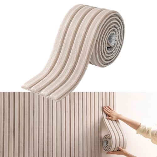 KAHCOP Paneles de pared acolchados para habitación infantil, 2,8 m, anticolisión, cojín de pared autoadhesivo 3D, protección de pared para dormitorio, 1,1 cm de grosor, revestimiento de pared para
