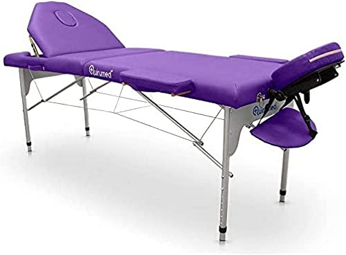 Faltbare Trage aus Aluminium PRO 186 x 66 cm mit aufklappbarer Rückenlehne Violett Cover
