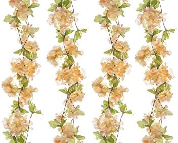 The Titus Shop 2 Pcs Flower Garland, Artificial Floral Garland, Fake Flower Garland, Fake Flower Vines, Cherry Blossom Flowers Vine, 6 Ft Fake Flowers Decoration, Artificial Spring Garland Decor.