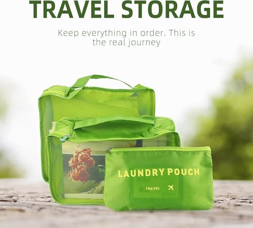 Image of Travel Organizer, Packing Cubes for Travel, Travel Essentials, Toiletry Bag, Packing Bags for Clothes, Travel Organizer for Women, Travel Pouch, Travel Organizer (GREEN)