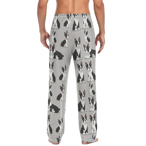 Boston Terrier Dog Pajama Pants Cute Puppy Men's Pajama Bottoms Lounge Sleepwear PJs Casual Lightweight Sleep Pants XL2
