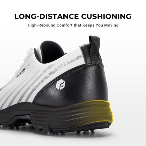 Image of FitVille Waterproof Golf Shoes Mens with Replaceable Spikes | Professional No-Slip Spiked, Arch Support, High-Rebound Cushioning
