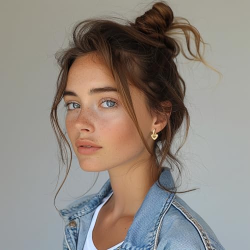 Heart Dangle Earrings for Women, 18K Gold Plated Heart Huggie Hoop Earrings, Love Heart Shaped Dangle Drop Earrings2