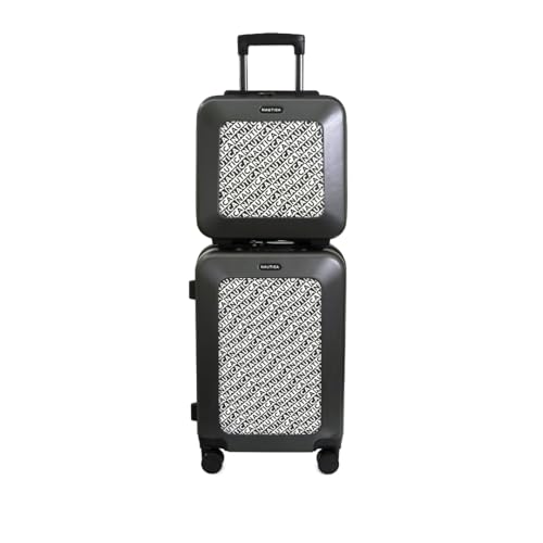 Image of Nautica Unisex 31L Cabin Trolley and Vanity Case Luggage Set | Robust ABS & Logo Print PU Hardshell Travel Combo | Smooth 8-Spinner Wheels | Lightweight Luggage for Weekend Trips and Vacations | Grey