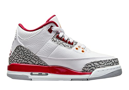 Nike boys Air Jordan 3 GS 398614 126 Cardinal, White/Light Curry/Cardinal Red, Size 4Y2