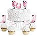 Big Dot of Happiness Rodeo Cowgirl - Dessert Cupcake Toppers - Pink Western Party Clear Treat Picks - Set of 24