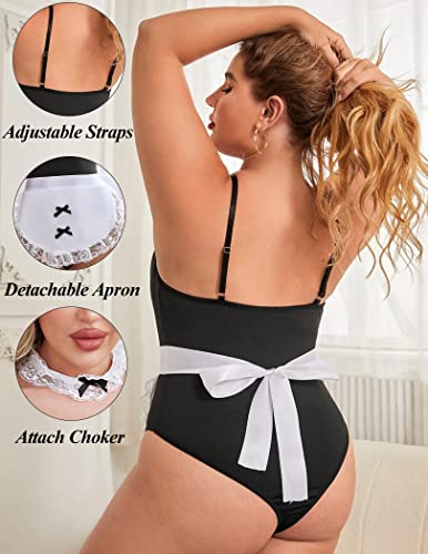 Avidlove Sexy Maid Lingerie For Women Exotic Cosplay Outfit Contrast Lace Costume Set Black S #TOP2