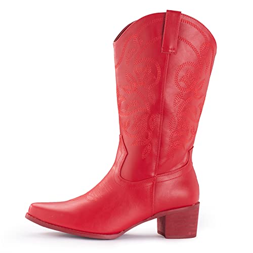 Image of IUV Cowboy Boots For Women Pointy Toe Women's Western Boots Cowgirl Boots Mid Calf Boots