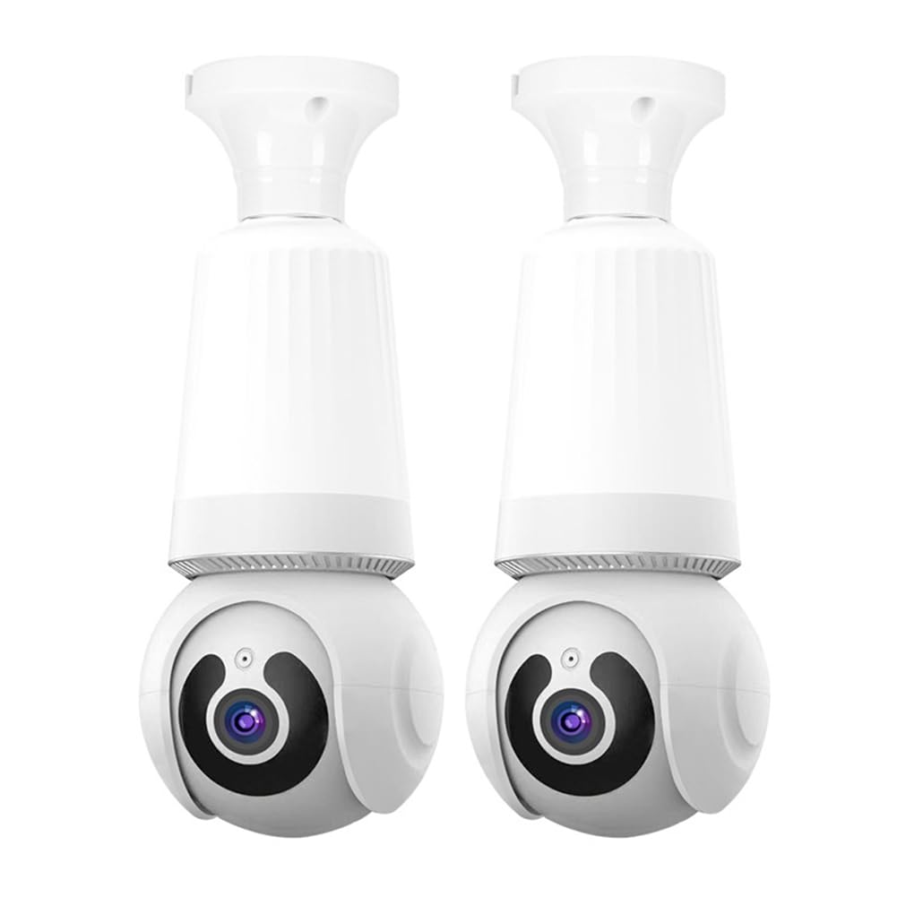 Caméra à Ampoule 3MP Ampoule et Caméra 360° 2 en 1 WiFi Caméra de Surveillance de Sécurité à Conversation Bidirectionnelle Aucun Câblage Requis pour L'Intérieur B