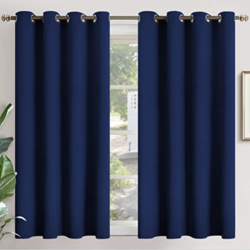 Image of YoungsTex Blackout Curtains 45 Inches Length for Short Window - Thermal Insulated with Grommet Room Darkening Curtains for Bedroom Kitchen, 2 Panels, 52 x 45 Inch, Navy