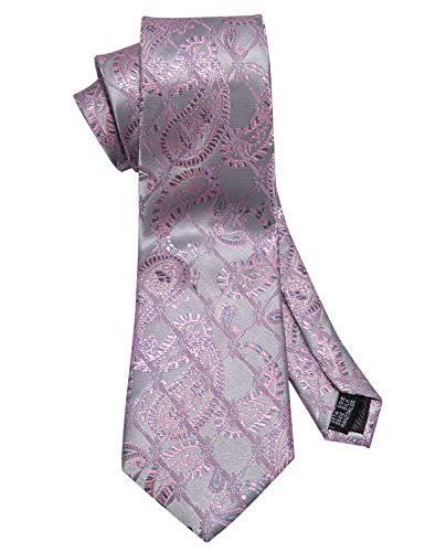 Image of Barry.Wang Men Ties Paisley Woven Silk Necktie Set with Pocket Suqare Cufflinks Formal