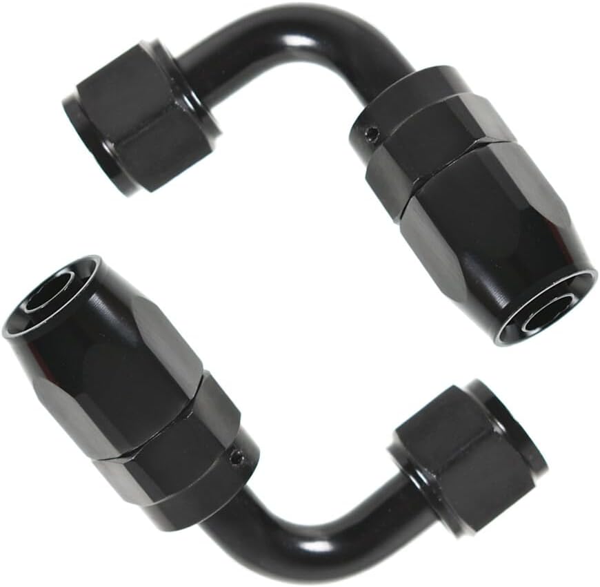 2 Pcs For 8AN-AN8 BLACK 90° Degree Swivel Hose Line End Fitting Adaptor Fuel Oil OEM Genuine Replacement