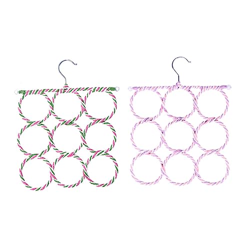 OKUMEYR Space-Saving 9-Ring Paper Rattan Hanger Scarf Tie Storage Rack for Home Random