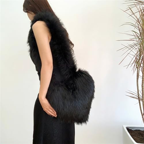 Image of Rejolly Heart Shaped Furry Purse for Women Soft Shoulder Bag Fluffy Faux Fur Trendy Y2K Girls Handbag