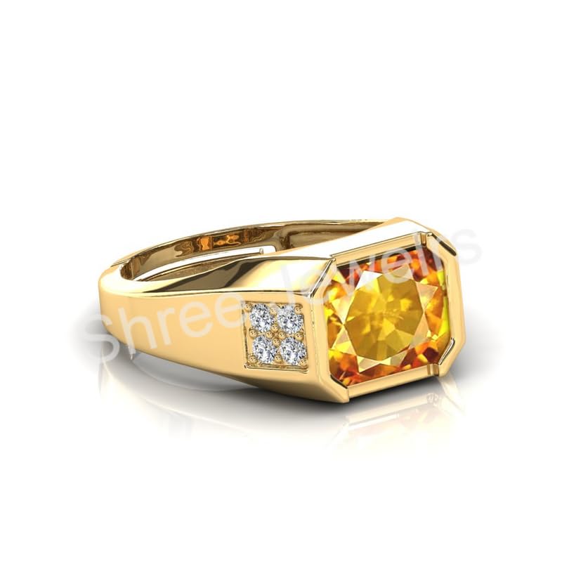 Bague réglable en plaqué or avec saphir jaune non chauffé 8,15 ct